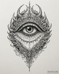 A linework tattoo of a dragon's eye, wise and... - эскиз тату (№1752983882_0, 20.07.2025 03:58) — Tatufoto.com