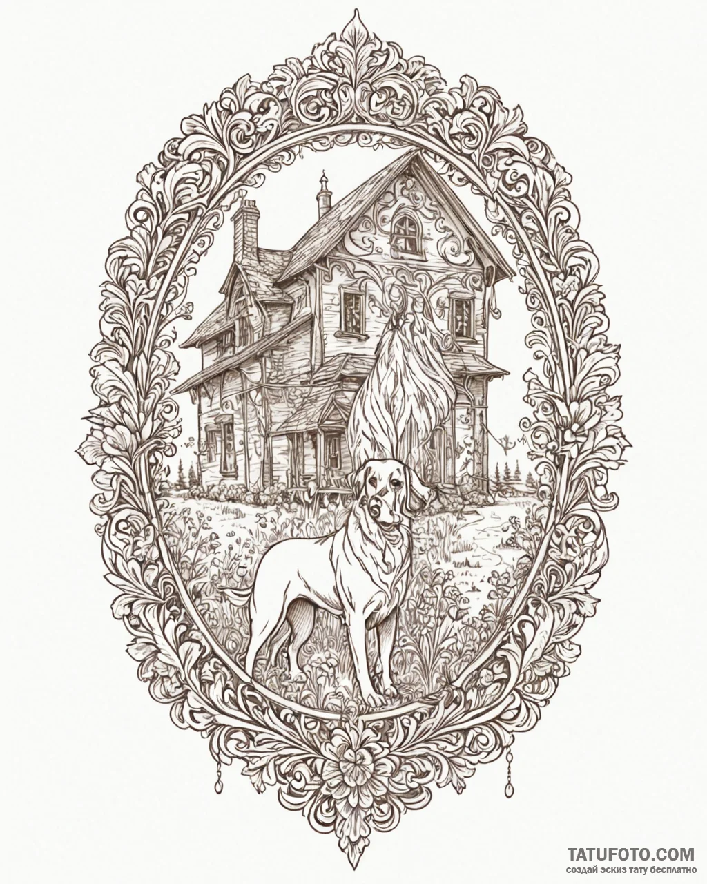 Tattoo design a loyal dog's silhouette guardi... - эскиз тату (№1752984051_0, 20.07.2025 04:00) — Tatufoto.com
