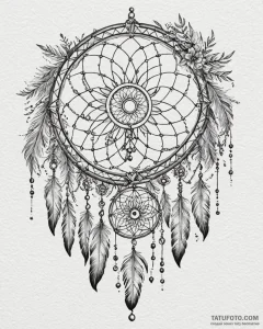 Tattoo sketch a dreamcatcher with a zodiac gl... - эскиз тату (№1752984387_0, 20.07.2025 04:06) — Tatufoto.com