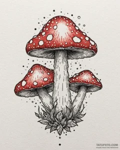 Tattoo sketch a power-up mushroom with a psyc... - эскиз тату (№1752984641_0, 20.07.2025 04:10) — Tatufoto.com