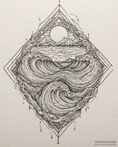 Tattoo sketch aquarius's water flowing as a s... - эскиз тату (№1752984980_0, 20.07.2025 04:16) — Tatufoto.com