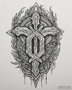 140. tattoo sketch: "ud" rune surrounded by s... - эскиз тату (№1752985149_0, 20.07.2025 04:19) — Tatufoto.com