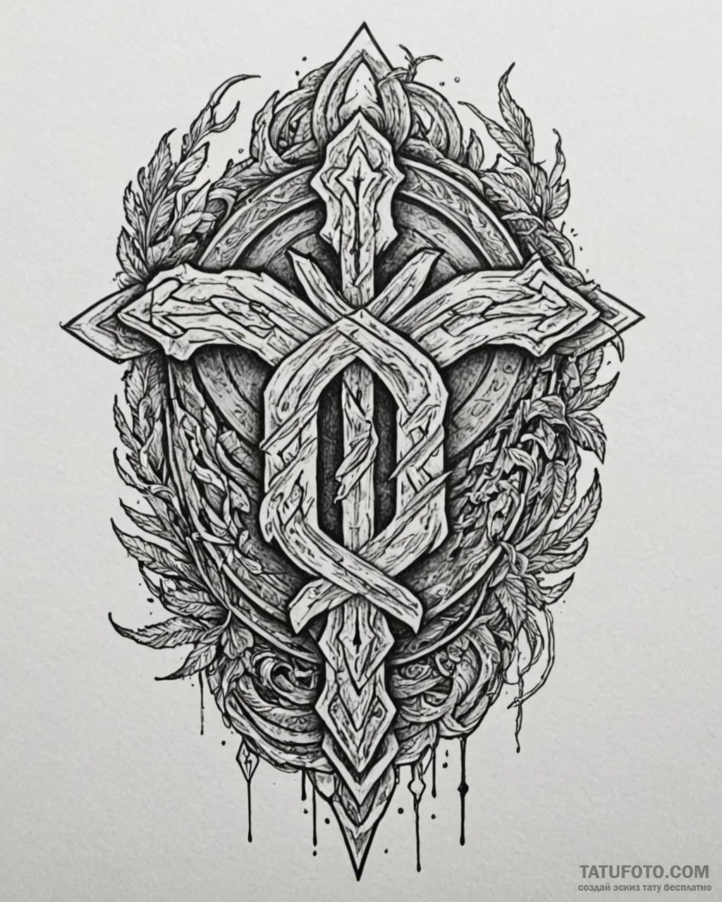 140. tattoo sketch: «ud» rune surrounded by s… — эскиз тату (№1752985149_0, 20.07.2025 04:19) — Tatufoto.com