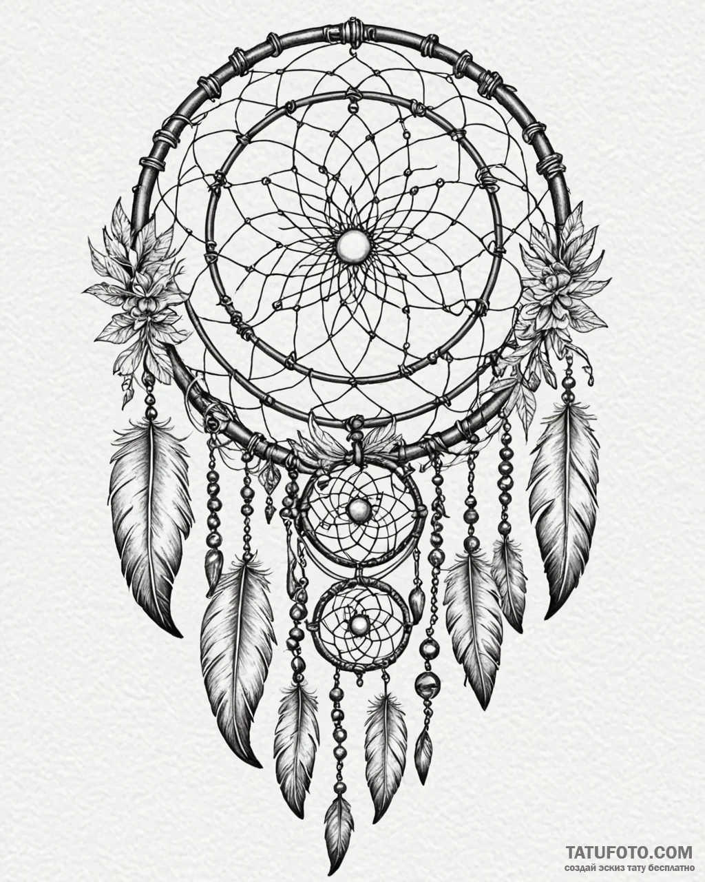 Tattoo design: a dreamcatcher design with a l… — эскиз тату (№1752986078_0, 20.07.2025 04:34) — Tatufoto.com