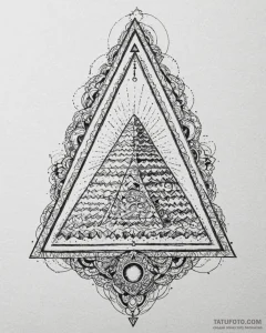 Tattoo design an ancient pyramid with glowing... - эскиз тату (№1752986332_0, 20.07.2025 04:38) — Tatufoto.com