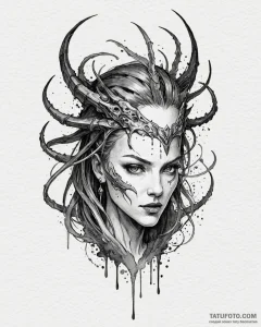 A sketch of sarah kerrigan, the queen of blad... - эскиз тату (№1752986416_0, 20.07.2025 04:40) — Tatufoto.com