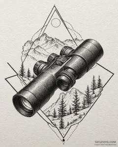 Tattoo sketch a pair of binoculars focused on... - эскиз тату (№1752986754_0, 20.07.2025 04:45) — Tatufoto.com