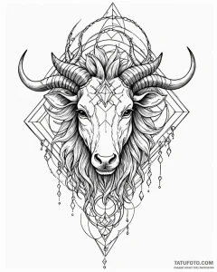 Tattoo design a zodiac animal's head emerging... - эскиз тату (№1752987596_0, 20.07.2025 04:59) — Tatufoto.com