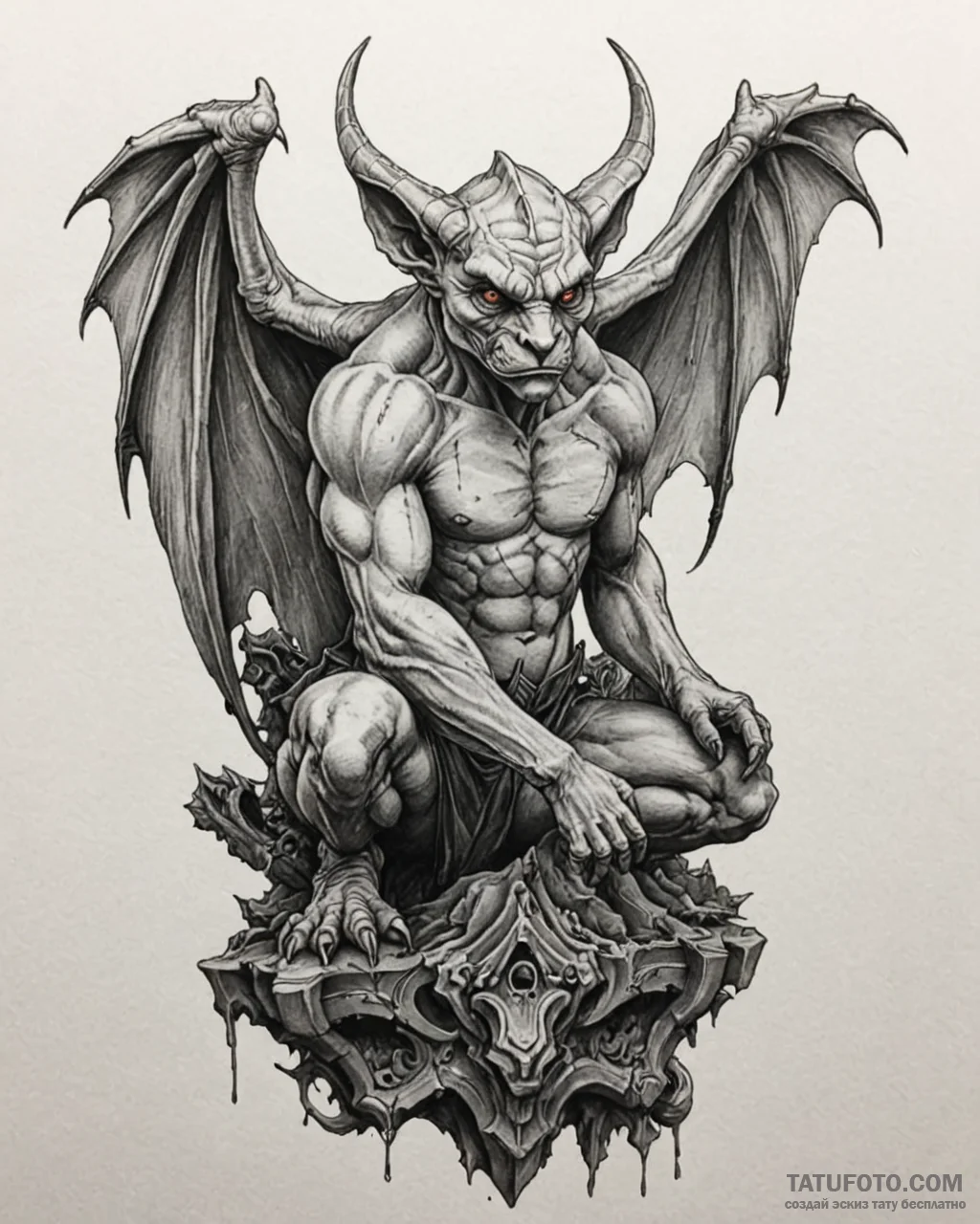 Tattoo sketch a strong, stoic gargoyle statue… — эскиз тату (№1752987849_0, 20.07.2025 05:04) — Tatufoto.com