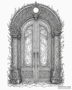 A watercolor sketch of the doors of durin at... - эскиз тату (№1752987933_0, 20.07.2025 05:05) — Tatufoto.com