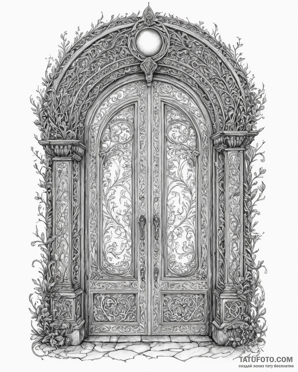 A watercolor sketch of the doors of durin at… — эскиз тату (№1752987933_0, 20.07.2025 05:05) — Tatufoto.com