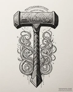 A linework tattoo of thor's hammer, mjolnir,... - эскиз тату (№1752988270_0, 20.07.2025 05:11) — Tatufoto.com