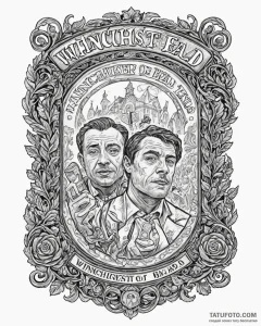A linework tattoo of the winchester pub sign... - эскиз тату (№1752988355_0, 20.07.2025 05:12) — Tatufoto.com