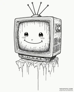 Tattoo sketch an old crt tv displaying a stat... - эскиз тату (№1752988523_0, 20.07.2025 05:15) — Tatufoto.com