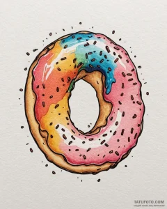 Donut, concept art for tattoo, minimalist tat... - эскиз тату (№1752989113_0, 20.07.2025 05:25) — Tatufoto.com