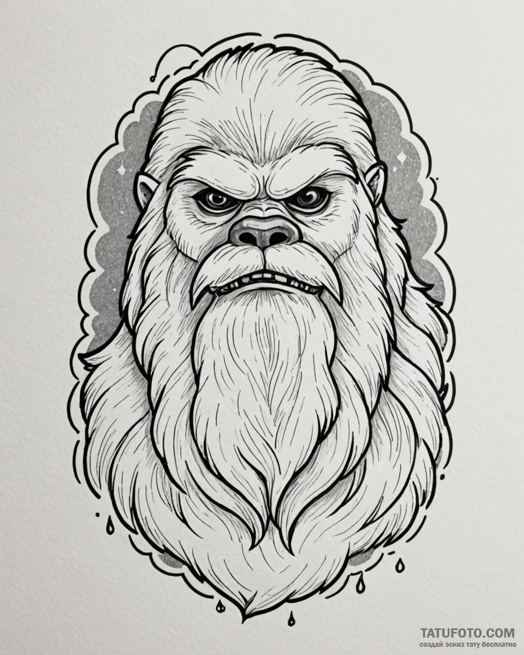 A neo-traditional design of a wampa from hoth… — эскиз тату (№1752989790_0, 20.07.2025 05:36) — Tatufoto.com