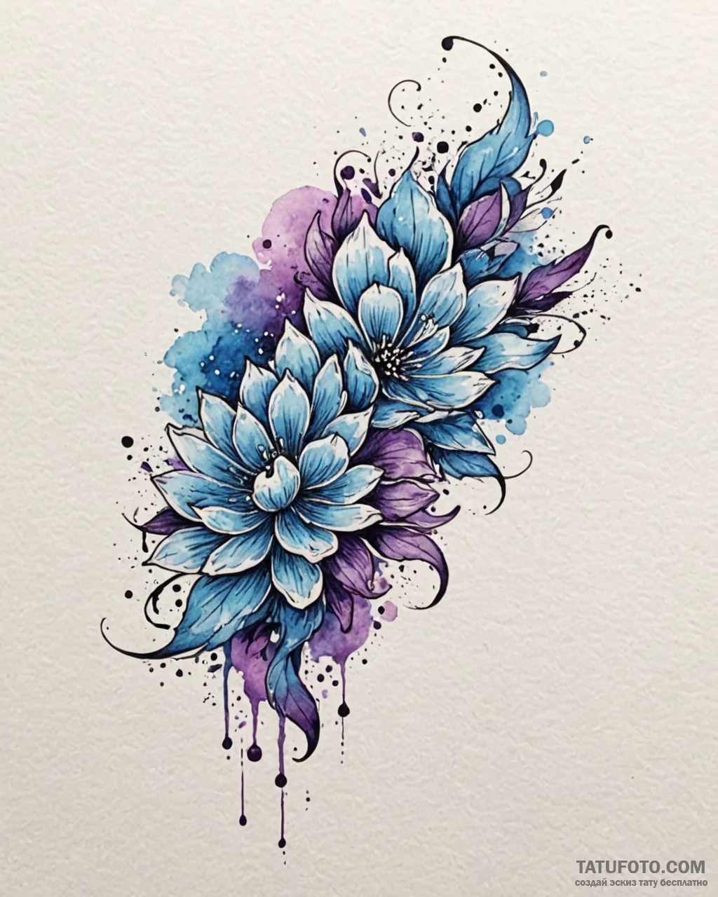 Tattoo design a soft blend of blues and purpl... - эскиз тату (№1752989875_0, 20.07.2025 05:37) — Tatufoto.com