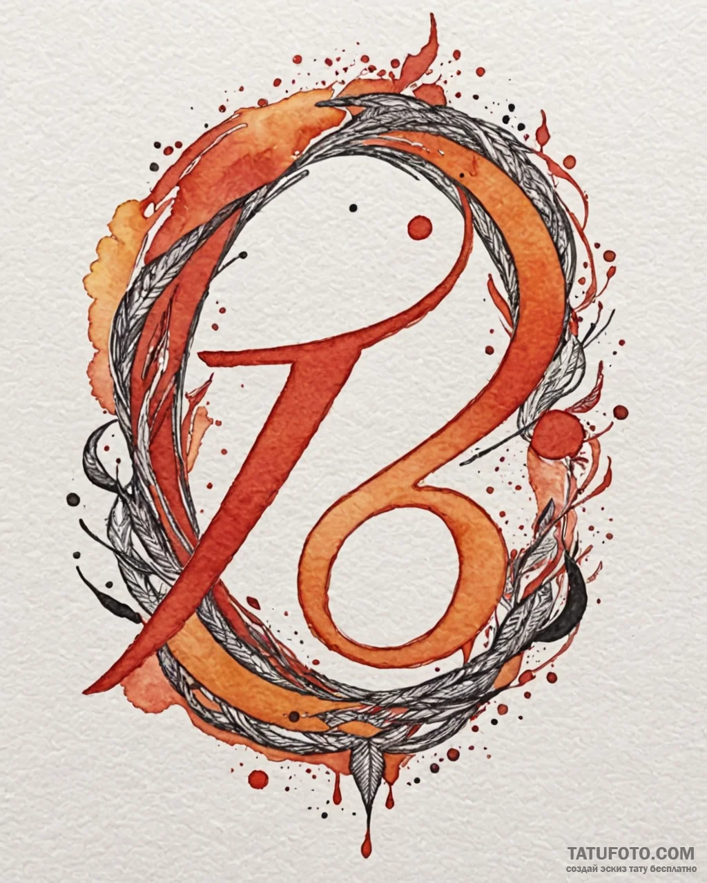 120. tattoo sketch: watercolor "oud" rune in... - эскиз тату (№1752990045_0, 20.07.2025 05:40) — Tatufoto.com
