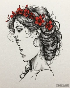 Tattoo design a virgo maiden's profile in bla... - эскиз тату (№1752990129_0, 20.07.2025 05:42) — Tatufoto.com
