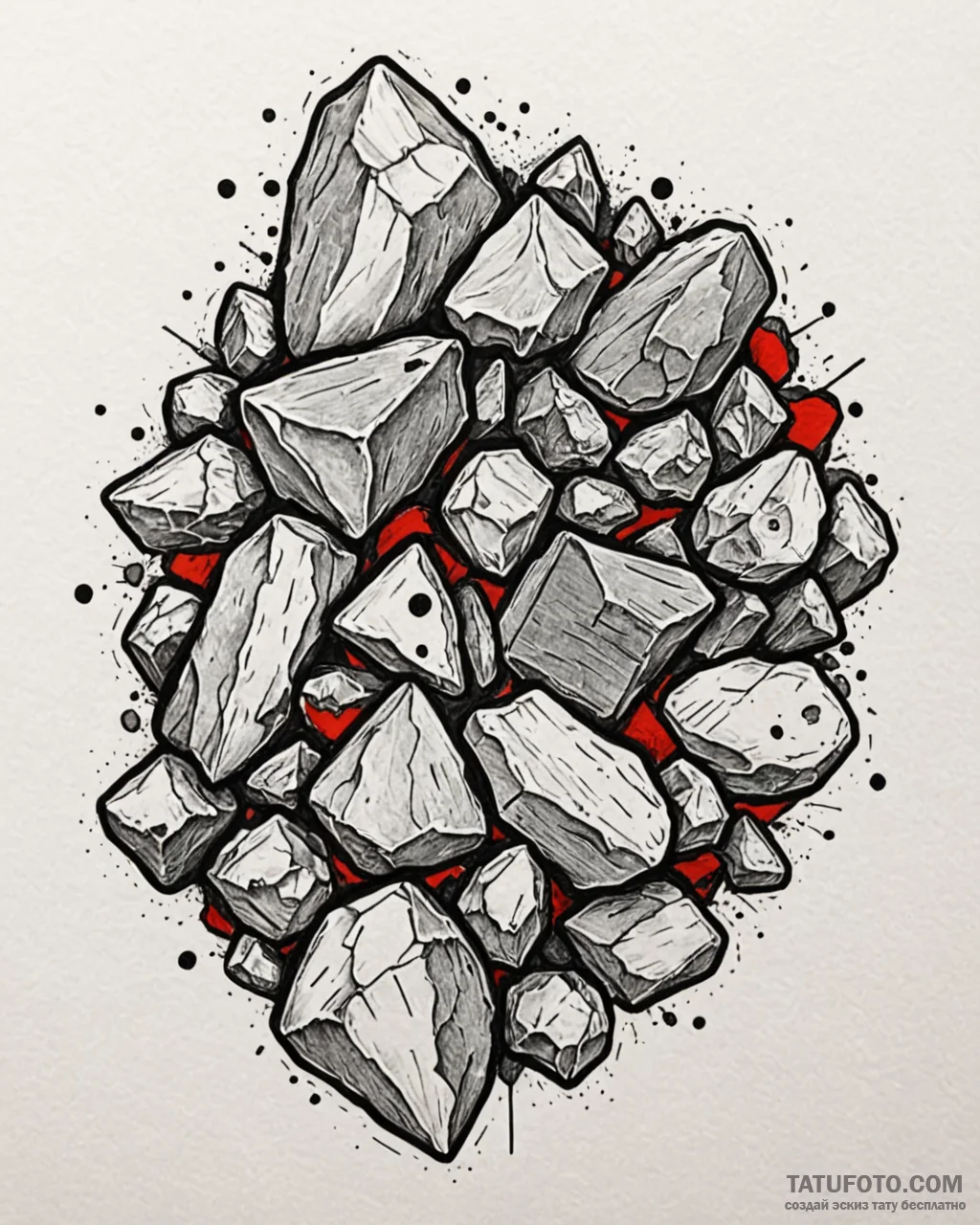 Tattoo design a heavy, textured rock surface,... - эскиз тату (№1752990298_0, 20.07.2025 05:44) — Tatufoto.com