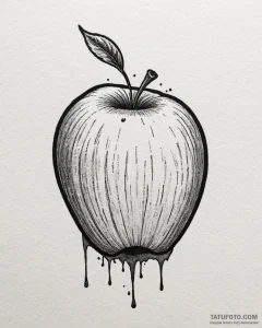 Apple, artistic tattoo sketch, blackwork tatt... - эскиз тату (№1752990890_0, 20.07.2025 05:54) — Tatufoto.com