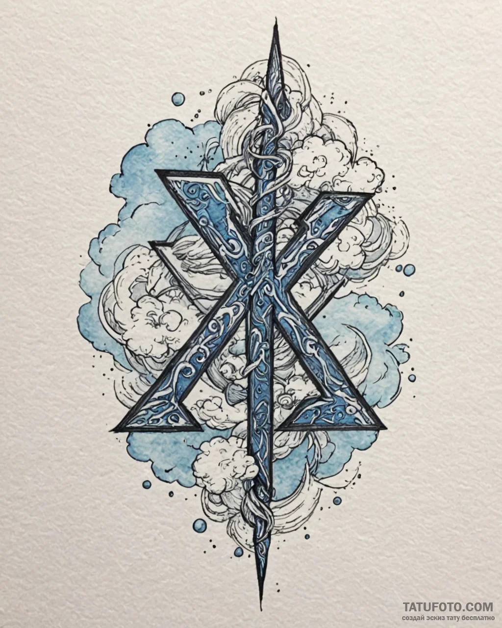 92. tattoo design: a "vetar" rune blending in... - эскиз тату (№1752991059_0, 20.07.2025 05:57) — Tatufoto.com