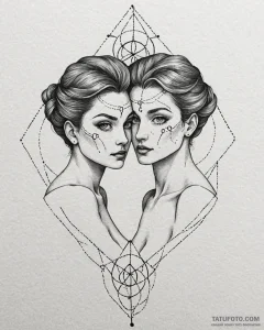 Tattoo sketch gemini twin figures, one with a... - эскиз тату (№1752991313_0, 20.07.2025 06:01) — Tatufoto.com