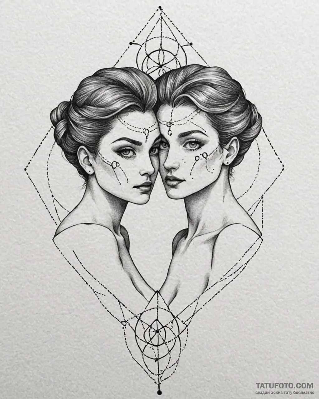 Tattoo sketch gemini twin figures, one with a... - эскиз тату (№1752991313_0, 20.07.2025 06:01) — Tatufoto.com
