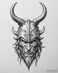 Tattoo sketch a fantasy barbarian's horned he... - эскиз тату (№1752991482_0, 20.07.2025 06:04) — Tatufoto.com