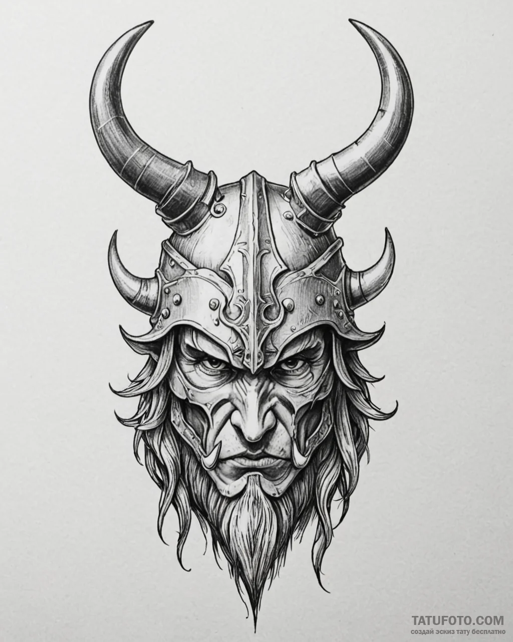Tattoo sketch a fantasy barbarian’s horned he… — эскиз тату (№1752991482_0, 20.07.2025 06:04) — Tatufoto.com