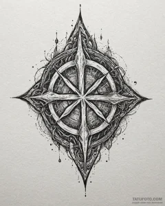 Tattoo sketch: a stylized forge with the svar... - эскиз тату (№1752992241_0, 20.07.2025 06:17) — Tatufoto.com