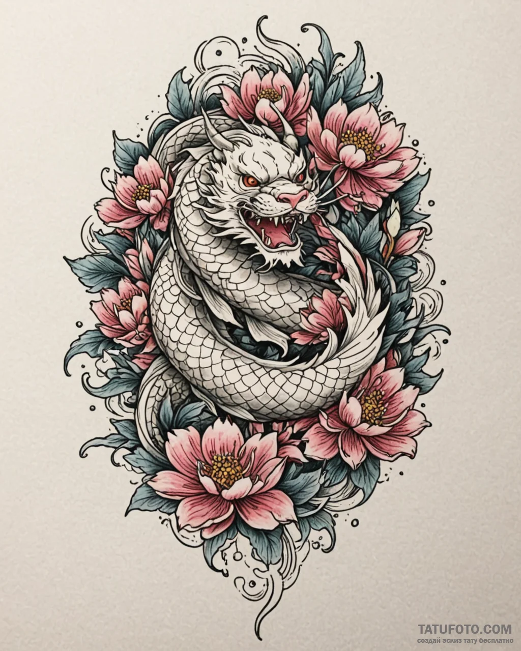 Tattoo design a blooming peony or lotus, larg... - эскиз тату (№1752993172_0, 20.07.2025 06:32) — Tatufoto.com