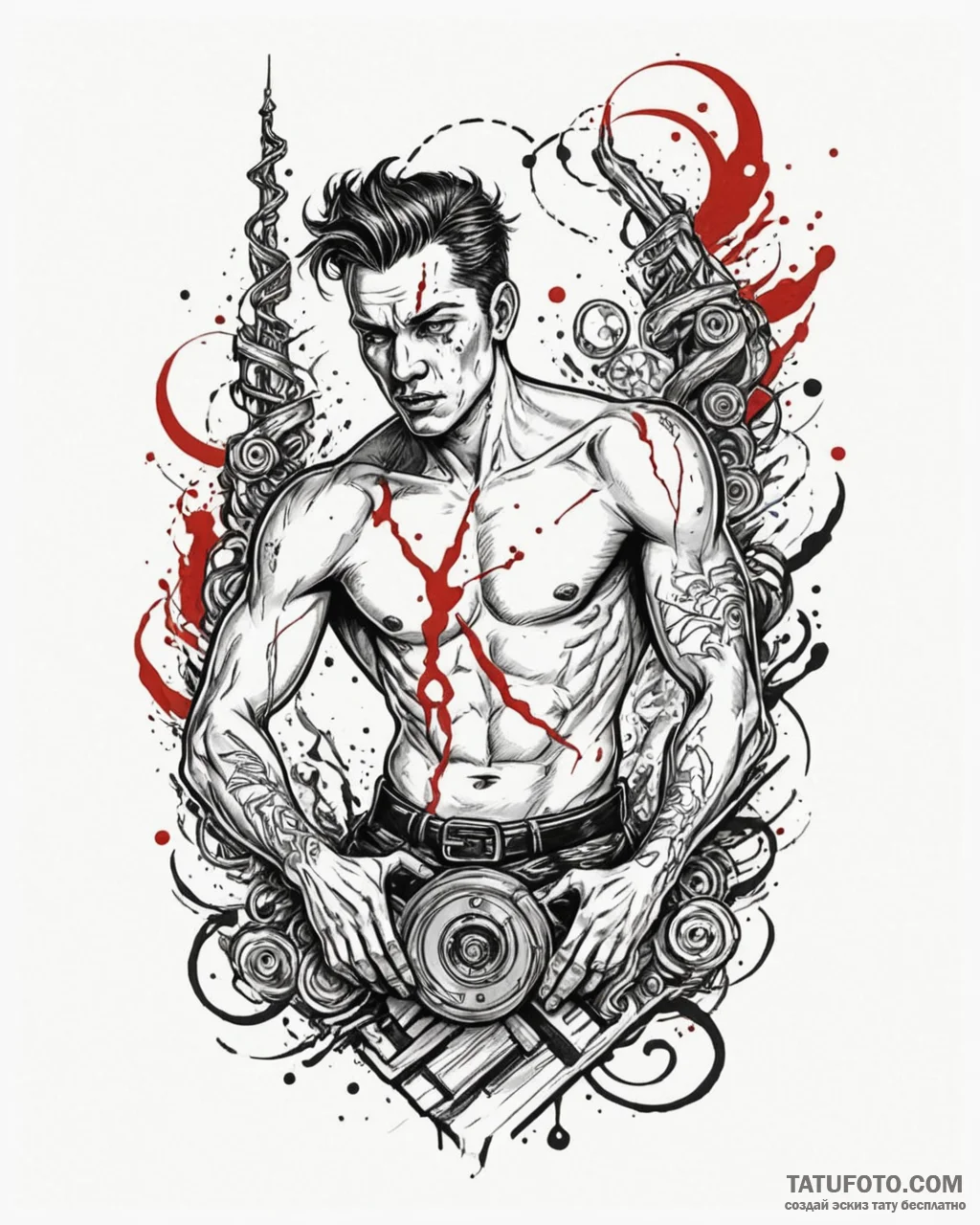 A trash polka tattoo of the «shock therapy» s… — эскиз тату (№1752993343_0, 20.07.2025 06:35) — Tatufoto.com