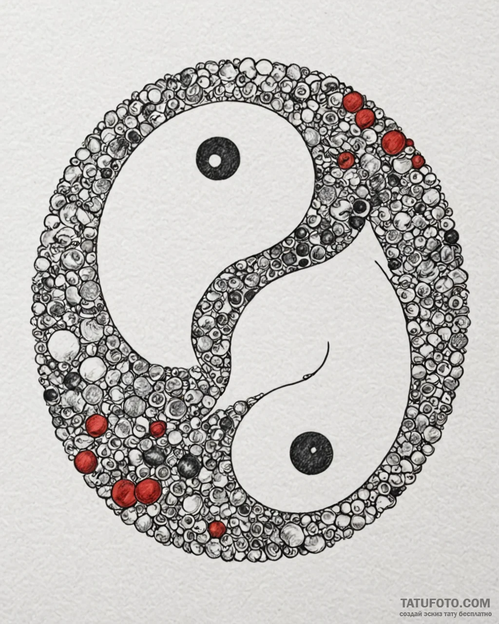 A dotwork design of the yin-yang symbol made... - эскиз тату (№1752993427_0, 20.07.2025 06:37) — Tatufoto.com