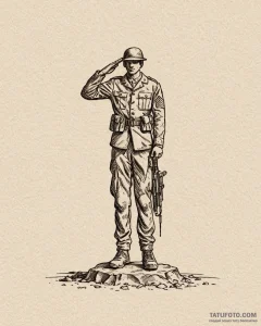 Tattoo sketch a silhouette of a soldier salut... - эскиз тату (№1752993848_0, 20.07.2025 06:44) — Tatufoto.com