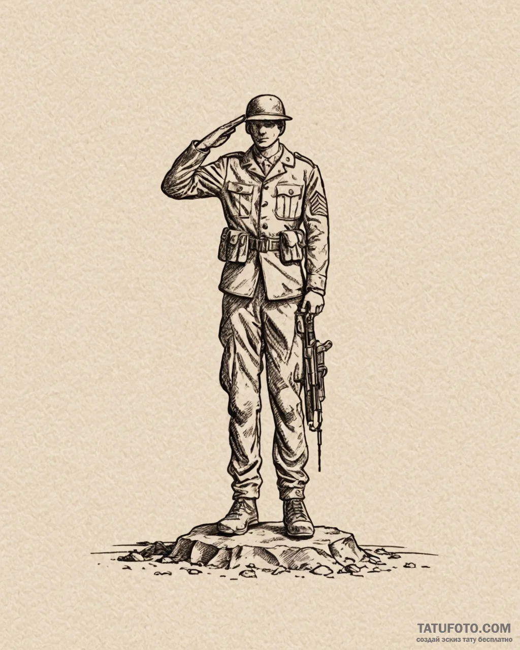 Tattoo sketch a silhouette of a soldier salut... - эскиз тату (№1752993848_0, 20.07.2025 06:44) — Tatufoto.com