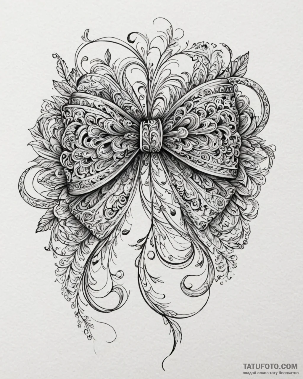 Bow, artistic tattoo sketch, ornamental tatto… — эскиз тату (№1752994185_0, 20.07.2025 06:49) — Tatufoto.com