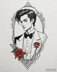 A neo-traditional tattoo of tuxedo mask, with... - эскиз тату (№1752994353_0, 20.07.2025 06:52) — Tatufoto.com