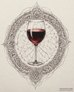 A glass of red wine being swirled, showing th... - эскиз тату (№1752994438_0, 20.07.2025 06:53) — Tatufoto.com