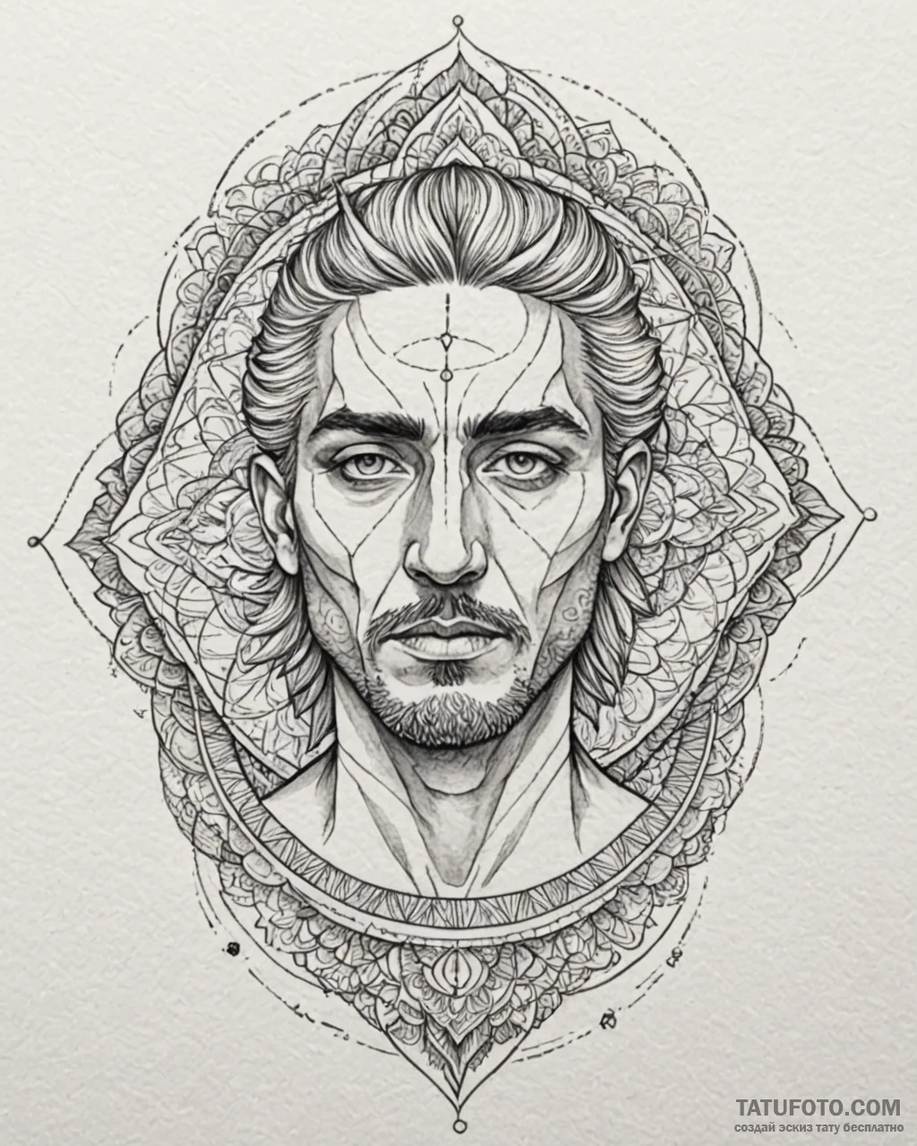 Tattoo sketch a strong, stoic profile of a ma… — эскиз тату (№1752995031_0, 20.07.2025 07:03) — Tatufoto.com