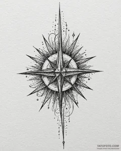 Tattoo sketch a single, glowing "north star"... - эскиз тату (№1752995116_0, 20.07.2025 07:05) — Tatufoto.com