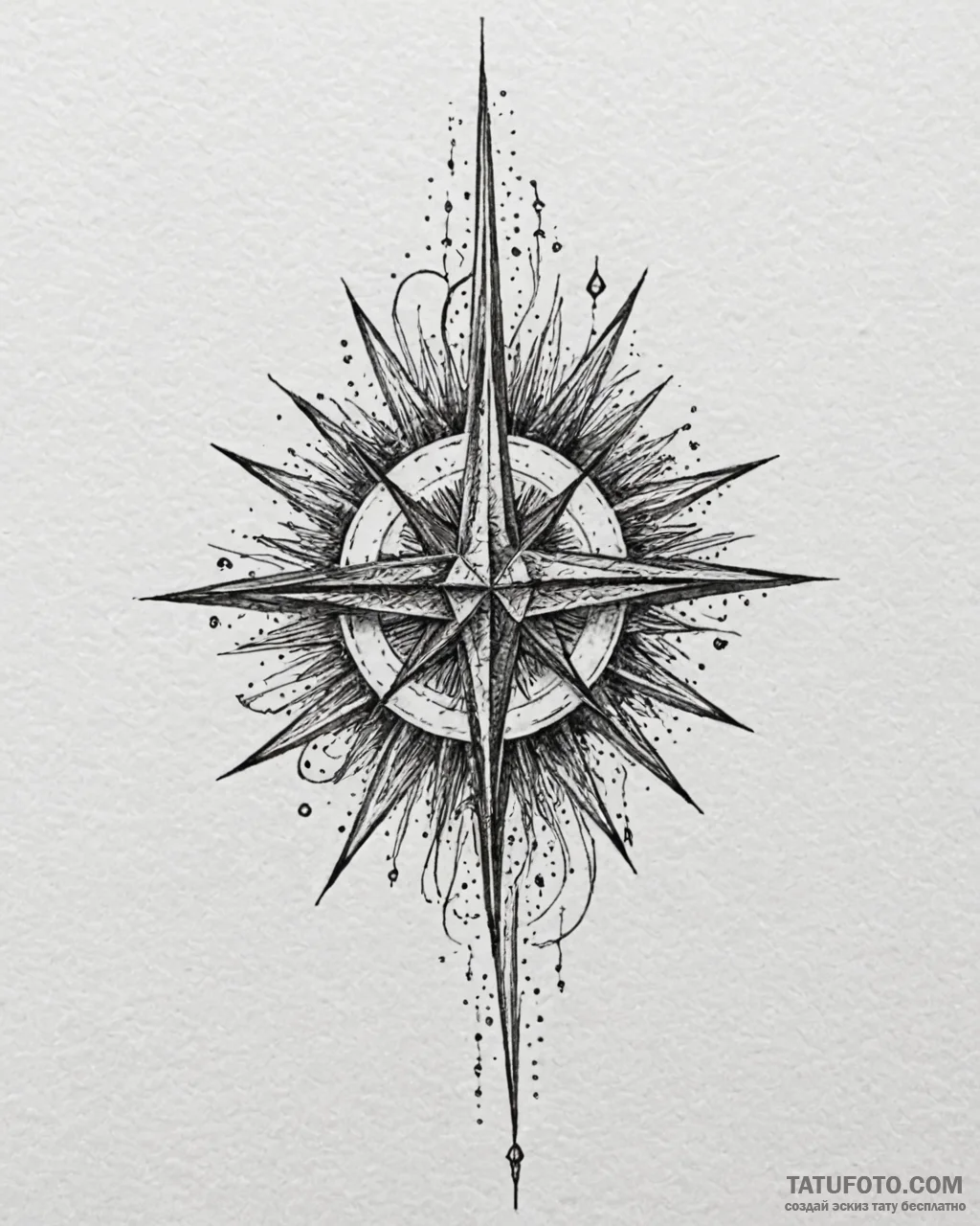 Tattoo sketch a single, glowing «north star»… — эскиз тату (№1752995116_0, 20.07.2025 07:05) — Tatufoto.com