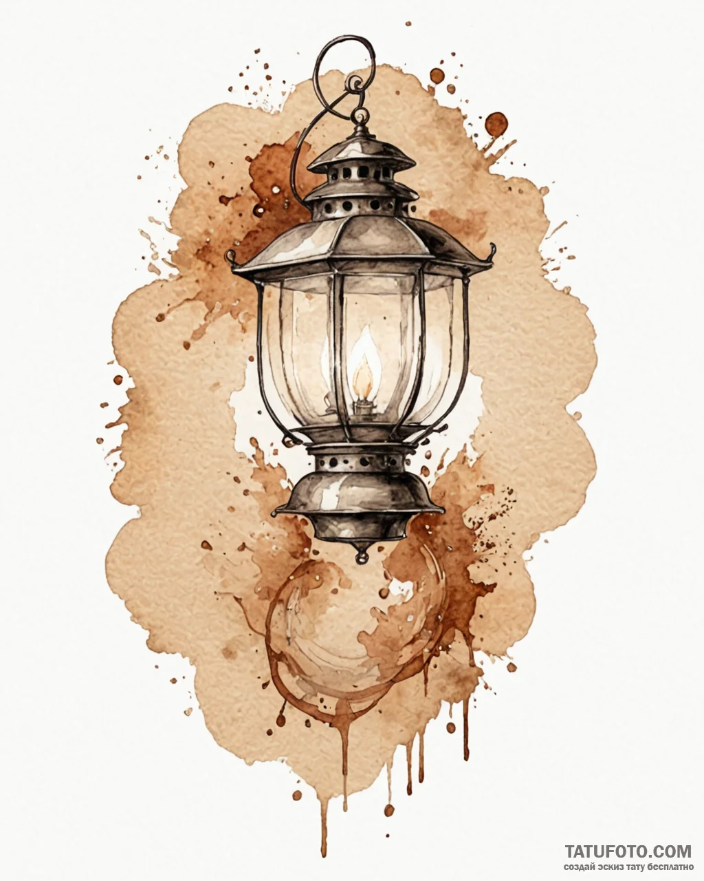Lantern, tattoo drawing outline, watercolor t... - эскиз тату (№1752995625_0, 20.07.2025 07:13) — Tatufoto.com