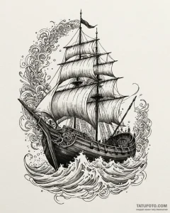 Tattoo sketch a powerful viking longship cutt... - эскиз тату (№1752995964_0, 20.07.2025 07:19) — Tatufoto.com