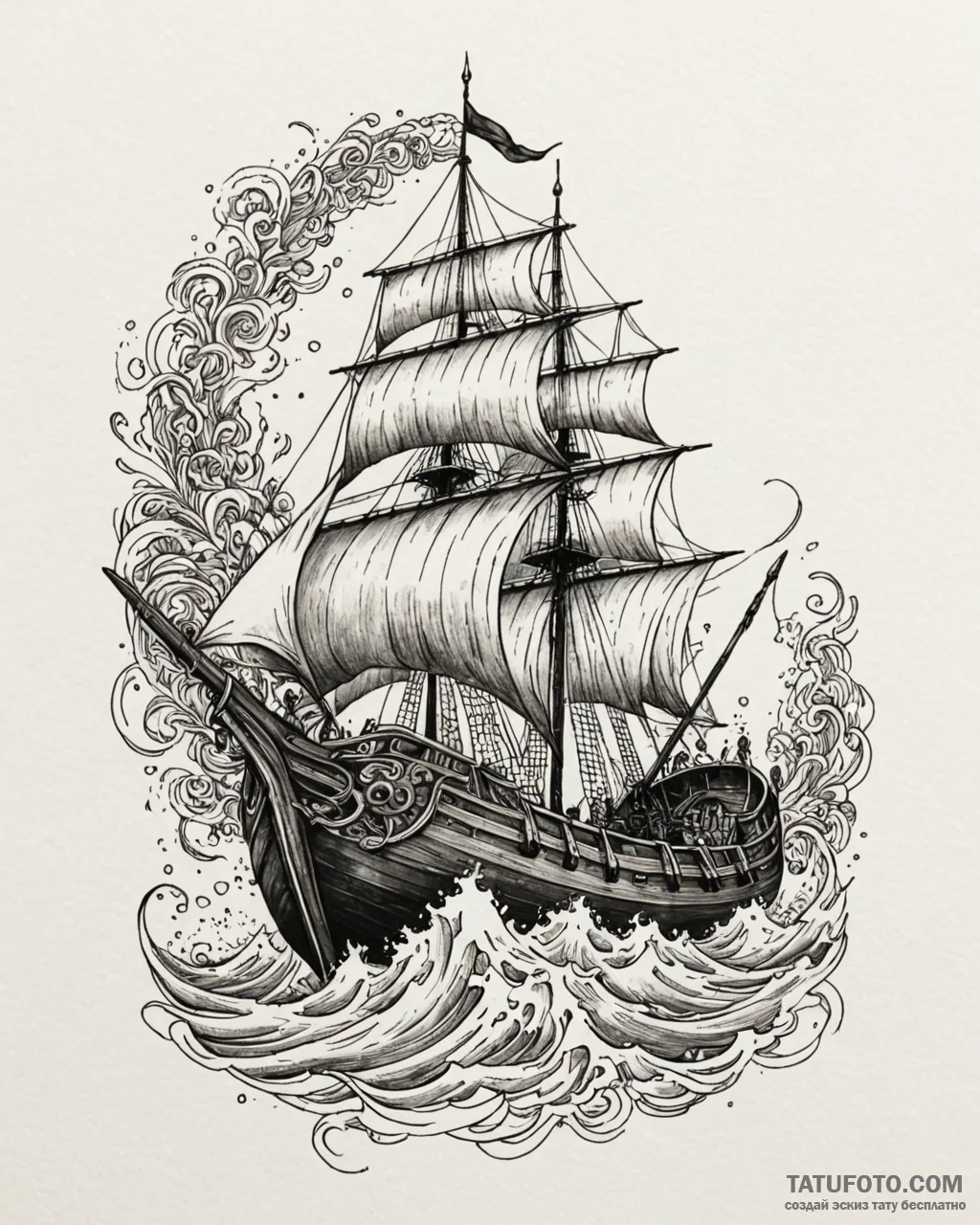Tattoo sketch a powerful viking longship cutt… — эскиз тату (№1752995964_0, 20.07.2025 07:19) — Tatufoto.com