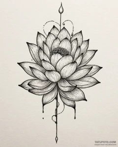 Tattoo sketch a lotus flower with two buds gr... - эскиз тату (№1752997359_0, 20.07.2025 07:42) — Tatufoto.com