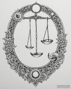 Tattoo sketch libra's scales where one pan ho... - эскиз тату (№1752997868_0, 20.07.2025 07:51) — Tatufoto.com