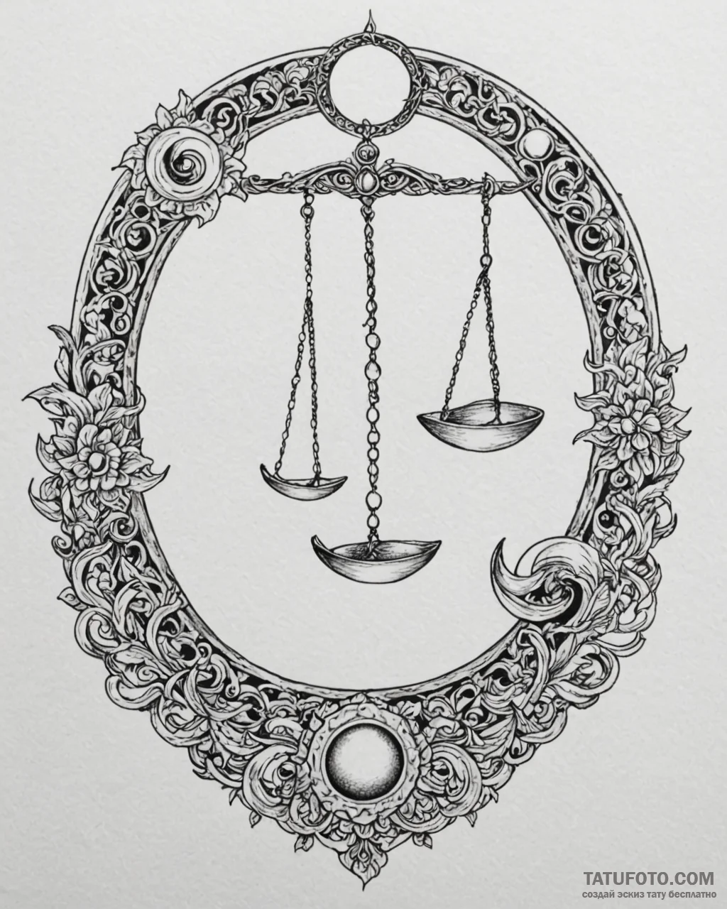 Tattoo sketch libra’s scales where one pan ho… — эскиз тату (№1752997868_0, 20.07.2025 07:51) — Tatufoto.com