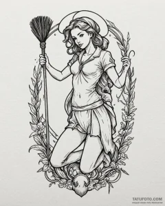 Tattoo design a virgo maiden tidying up chaot... - эскиз тату (№1752997952_0, 20.07.2025 07:52) — Tatufoto.com