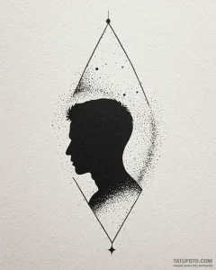 Tattoo sketch a silhouette of a man looking o... - эскиз тату (№1752998880_0, 20.07.2025 08:08) — Tatufoto.com